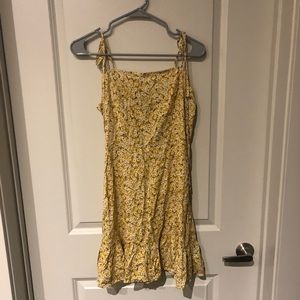 Yellow Floral Tie Shoulder Sundress